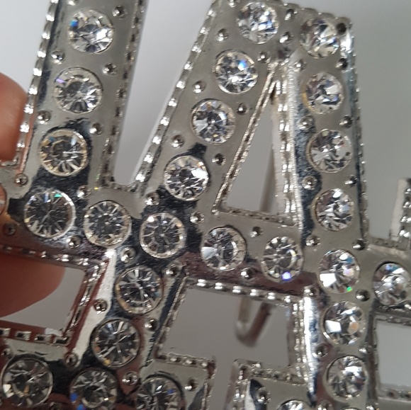 Vintage Belt Buckle Silver Color with Stones - Picture 3 of 3